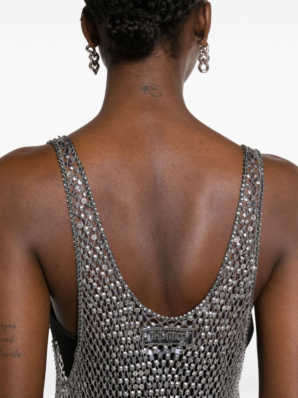 sequin-embellished fishnet mini dress - 5