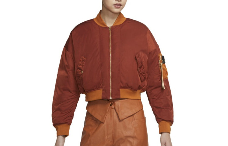 Jordan (WMNS) Air Jordan Flight Jacket 'Orange Brown' CW6449-832 outlook