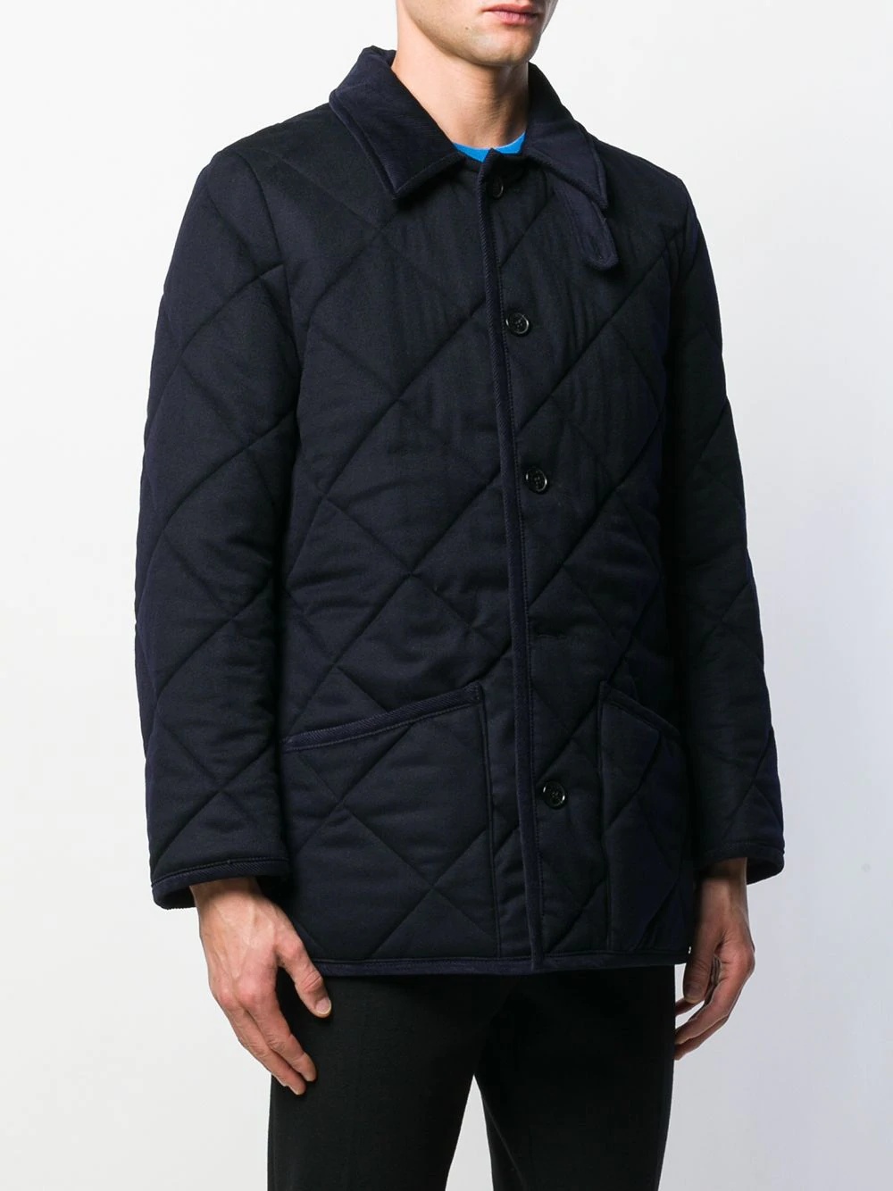 WAVERLY Navy Quilted Wool Jacket|GQ-1001 - 3