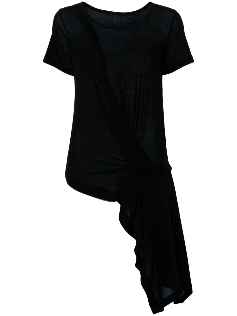 draped-detail asymmetric T-shirt - 1