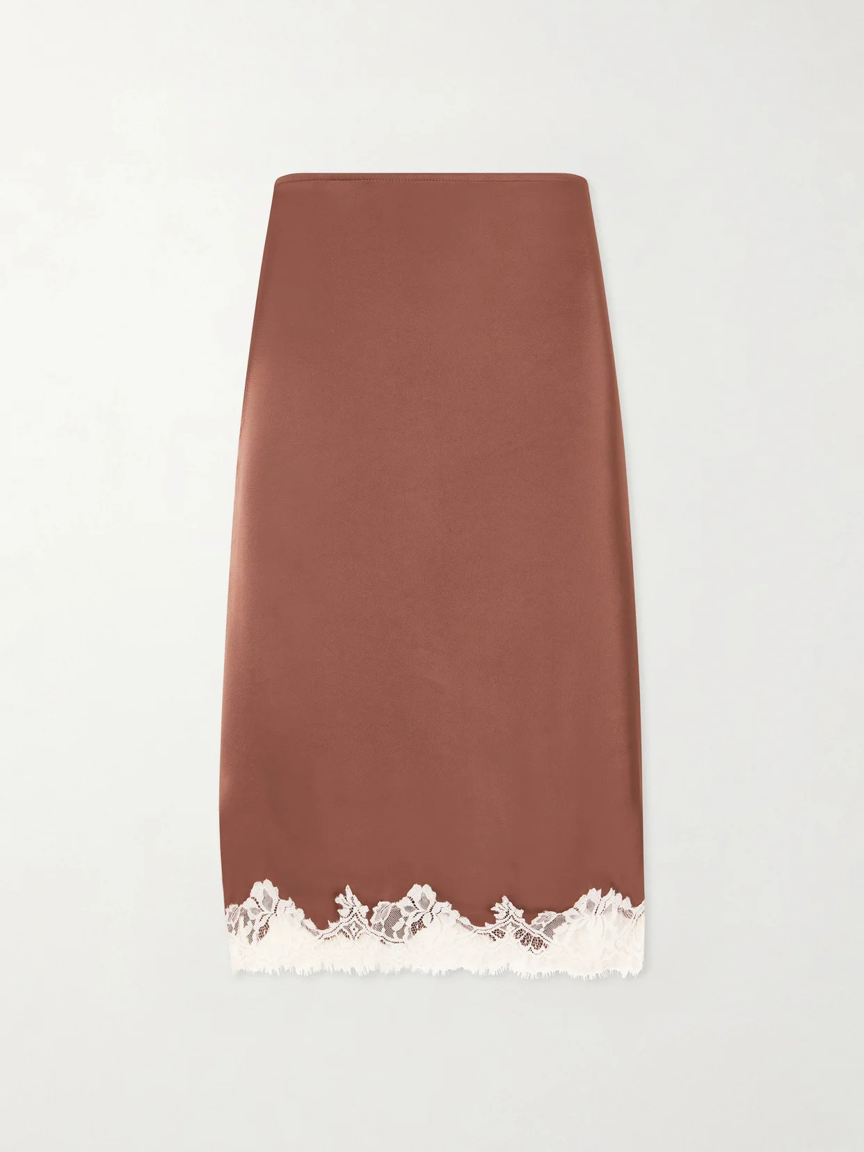 Marisol Lace-trimmed Satin Midi Skirt - 1