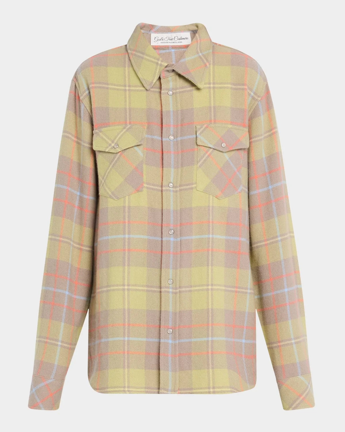 Earth Tartan Cashmere 버튼 다운 셔츠 - 1