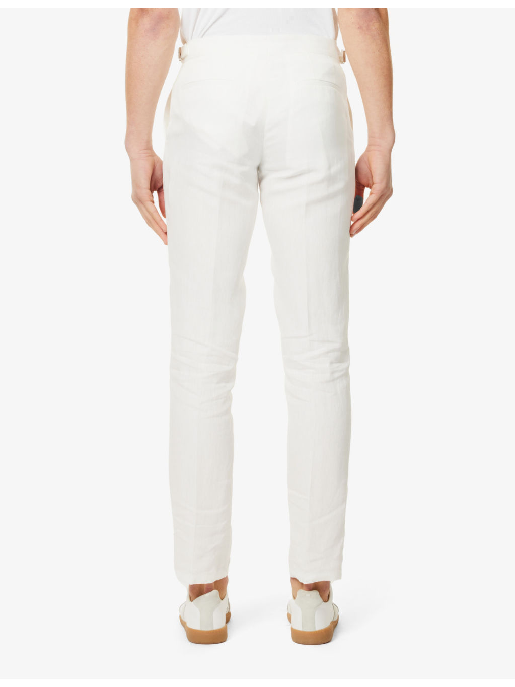 Griffon slim-fit straight-leg linen trousers - 4