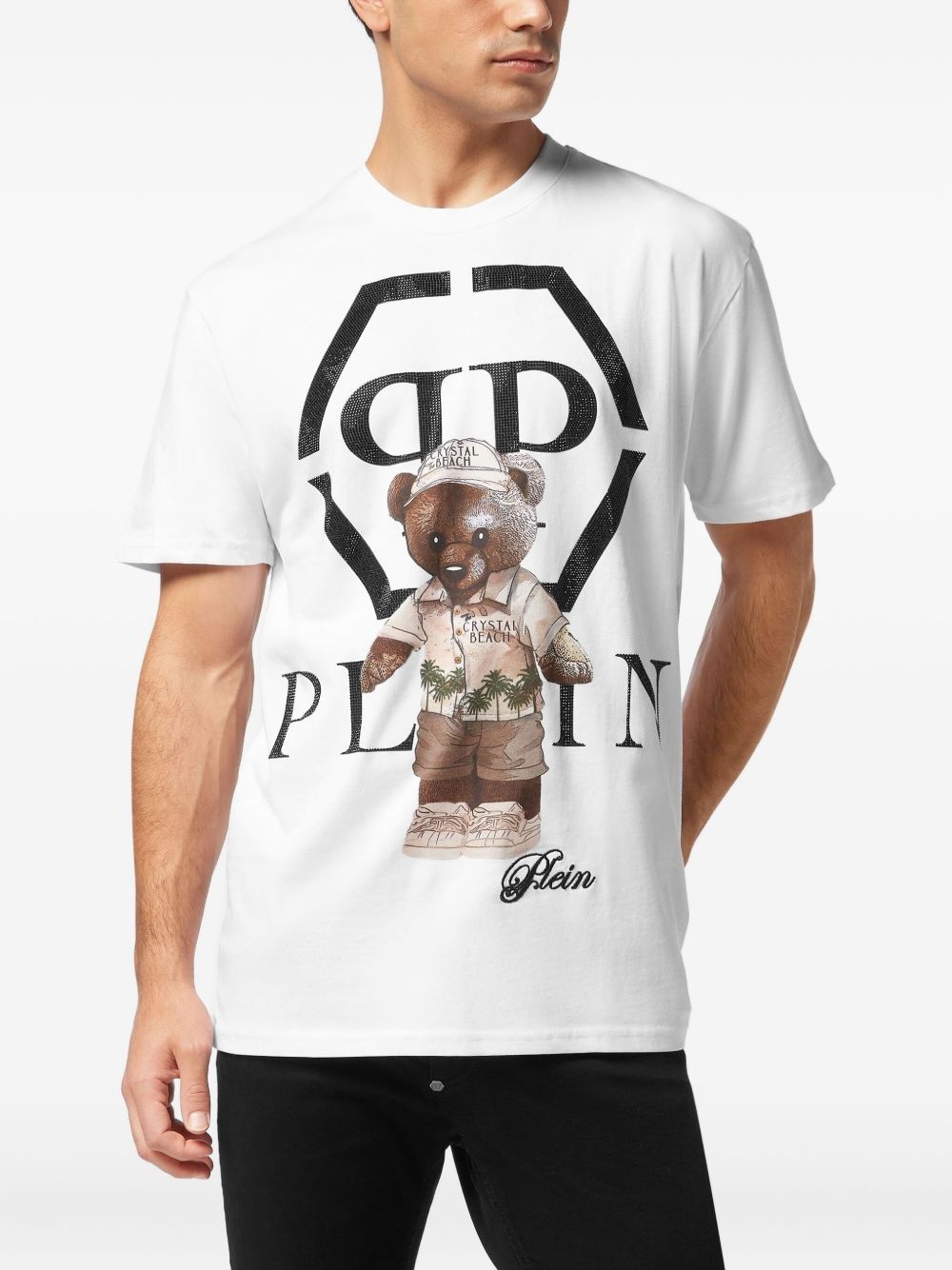 crystal-embellished teddy-bear T-shirt - 2