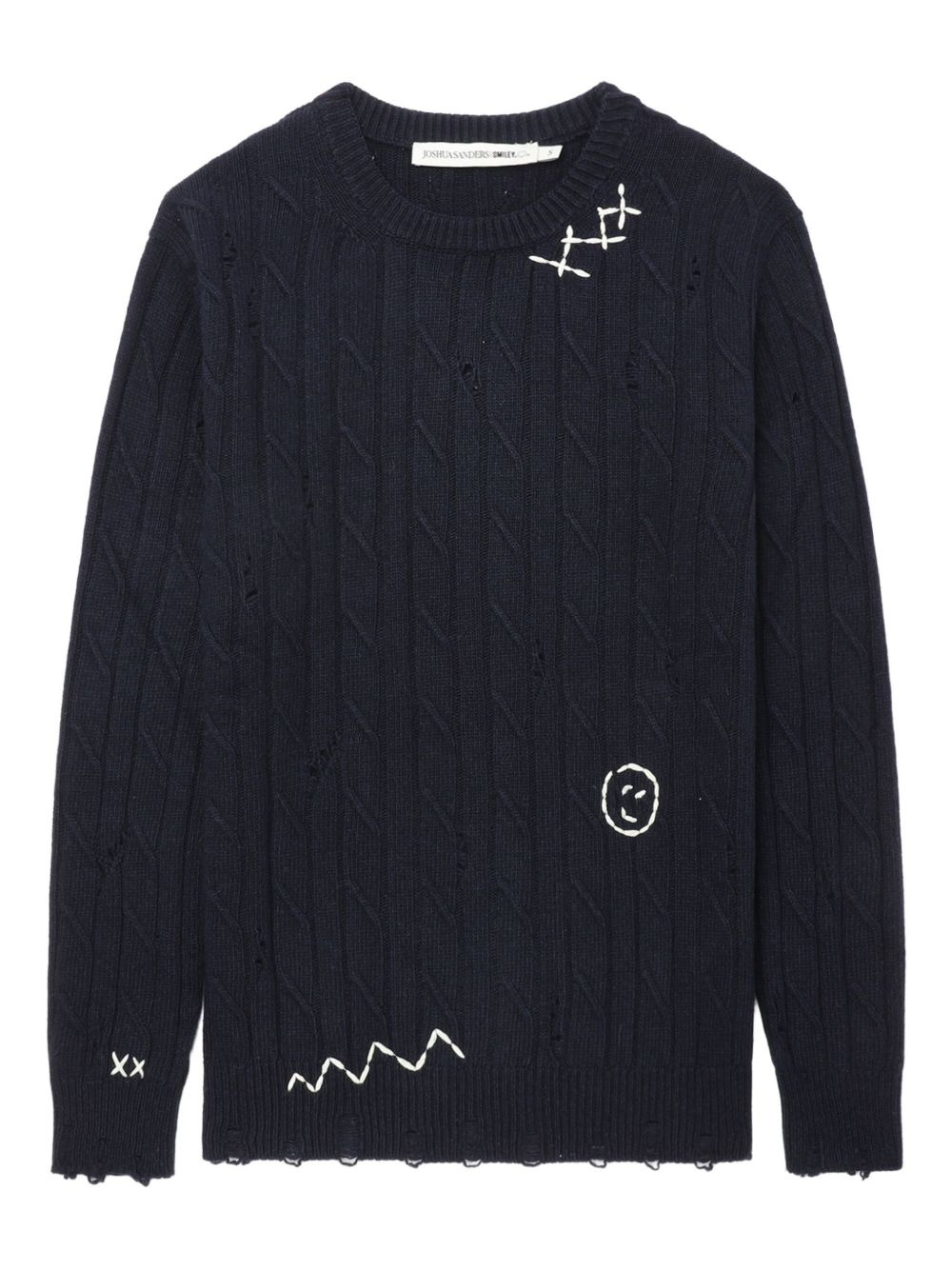 cable-knit distressed sweater - 1