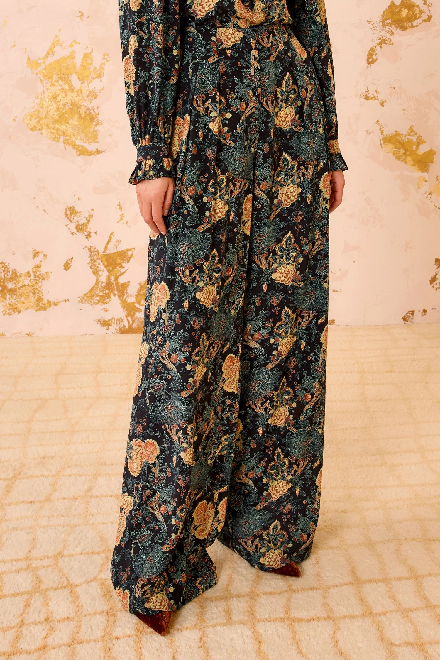 Aviva Silk High Waist Wide Leg Pant - 1