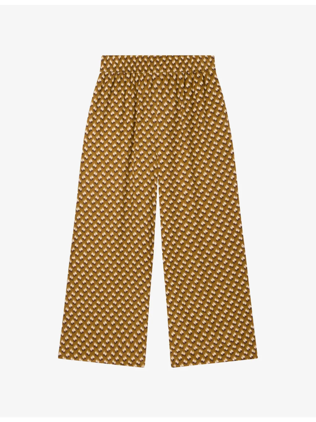 Ikat-Spot Elasticated-Waist Cropped Woven Trousers - 1