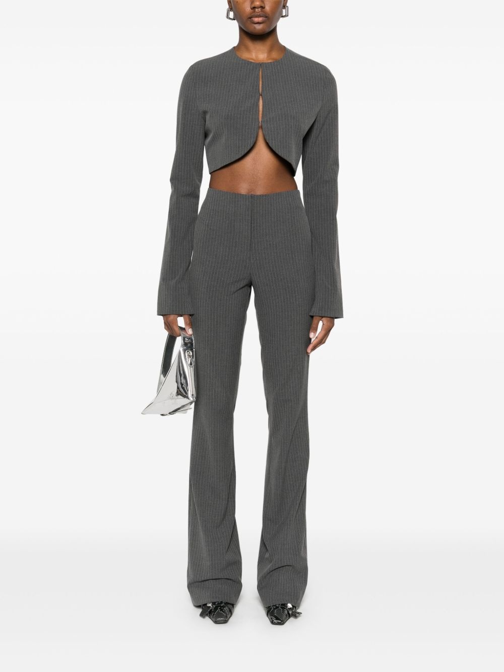 pinstriped flared trousers - 2