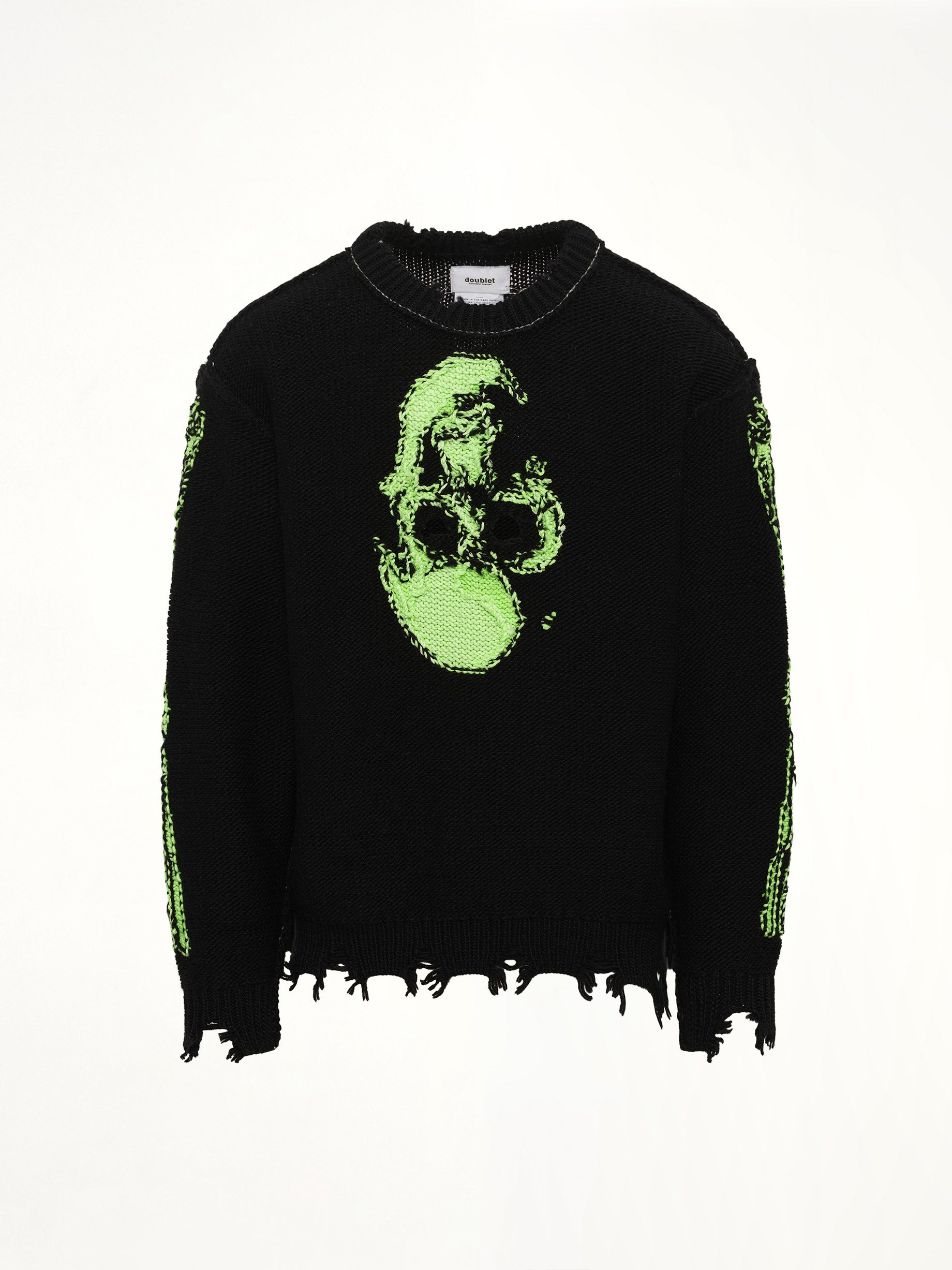 Glow-In-The-Dark Skull Knit Pullover in Black - 2