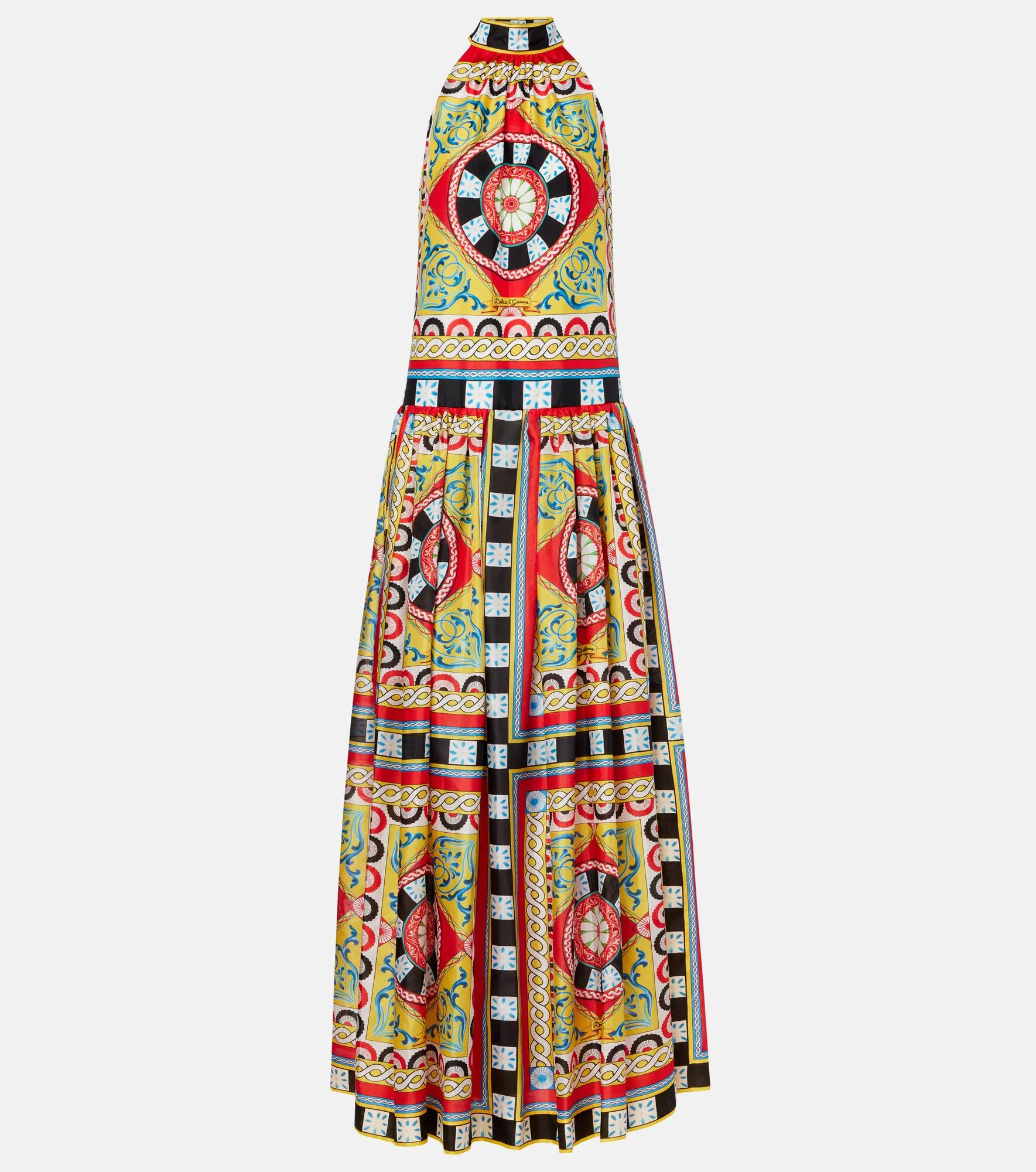 Taormina printed halterneck silk gown - 1