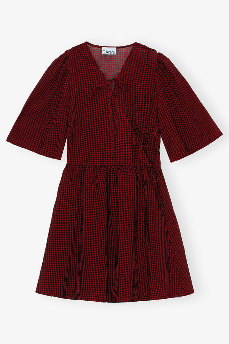 레드 쉐어 TIE STRING WRAP DRESS 1
