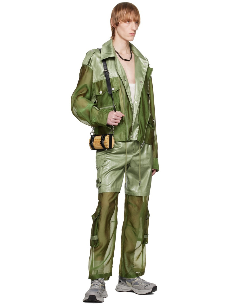 FENG CHEN WANG Green Paneled Jacket outlook