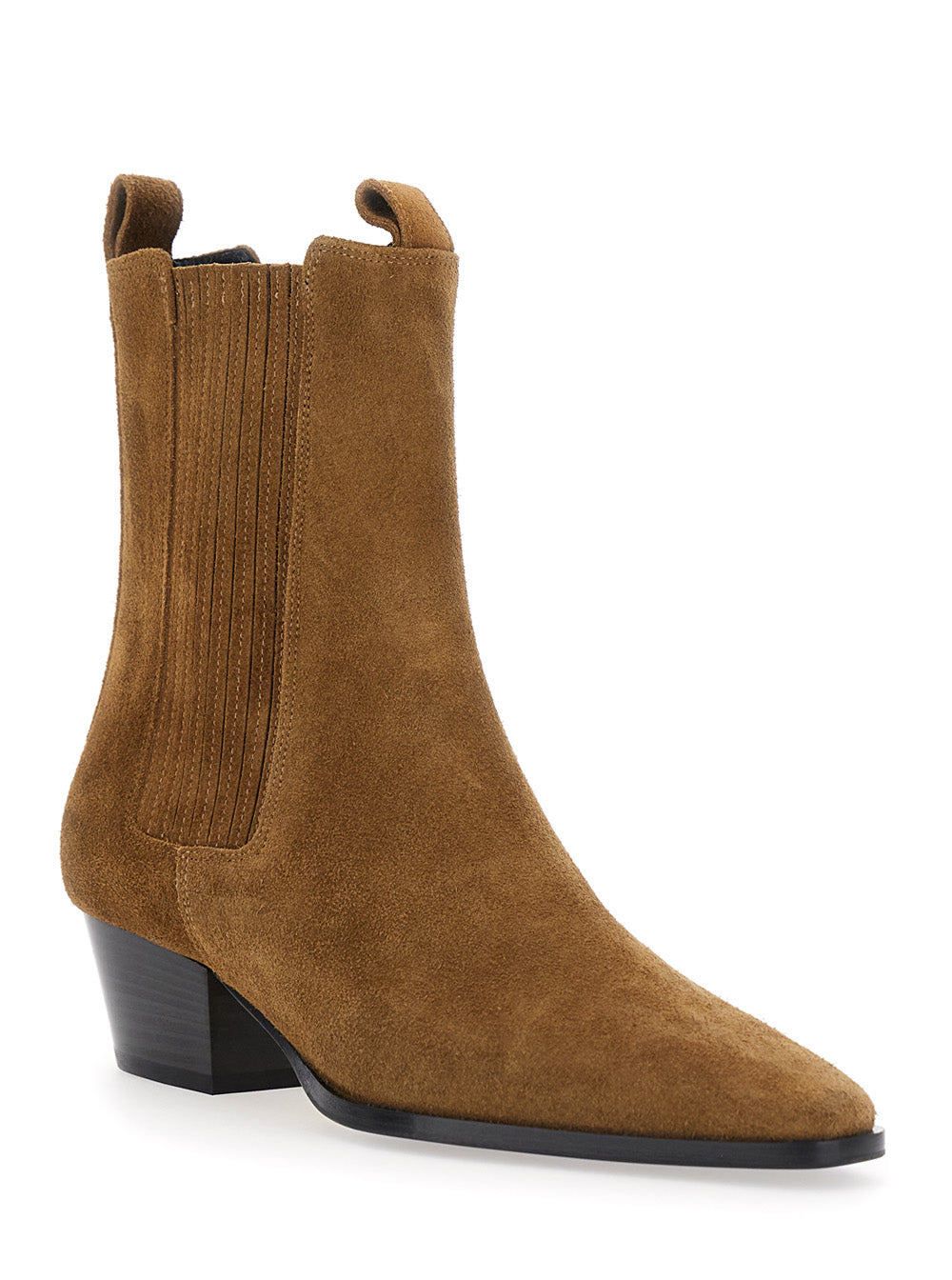 Aeyde Women Brown Ankle Boots With Elastic Side Panel In Suede Woman - 2