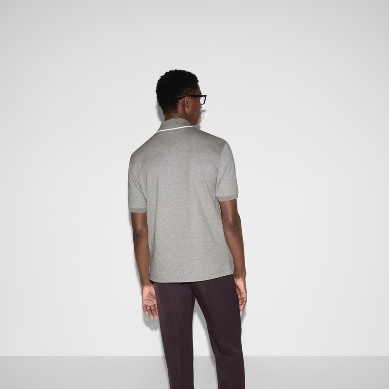 Embroidered cotton piquet polo shirt 4