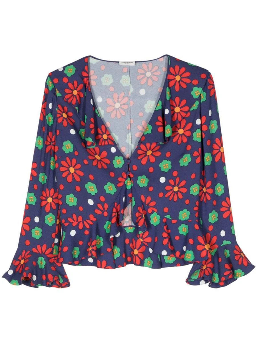 Saint Laurent Flower Print Top - 1
