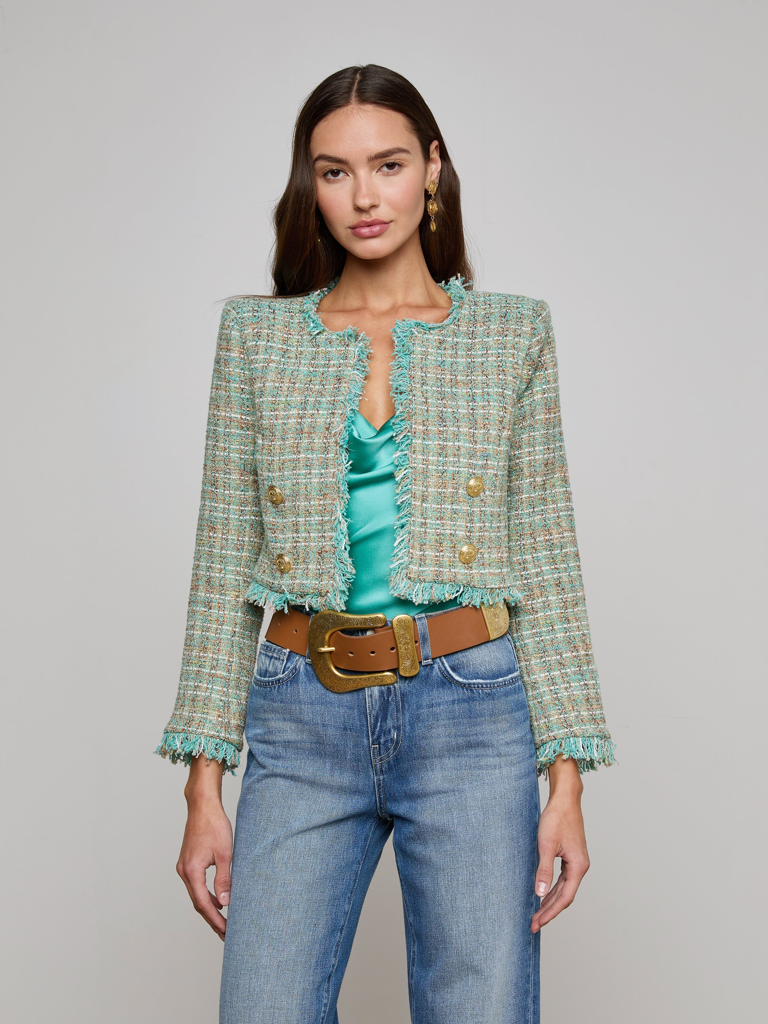 Clydie Cropped Tweed Jacket - 2