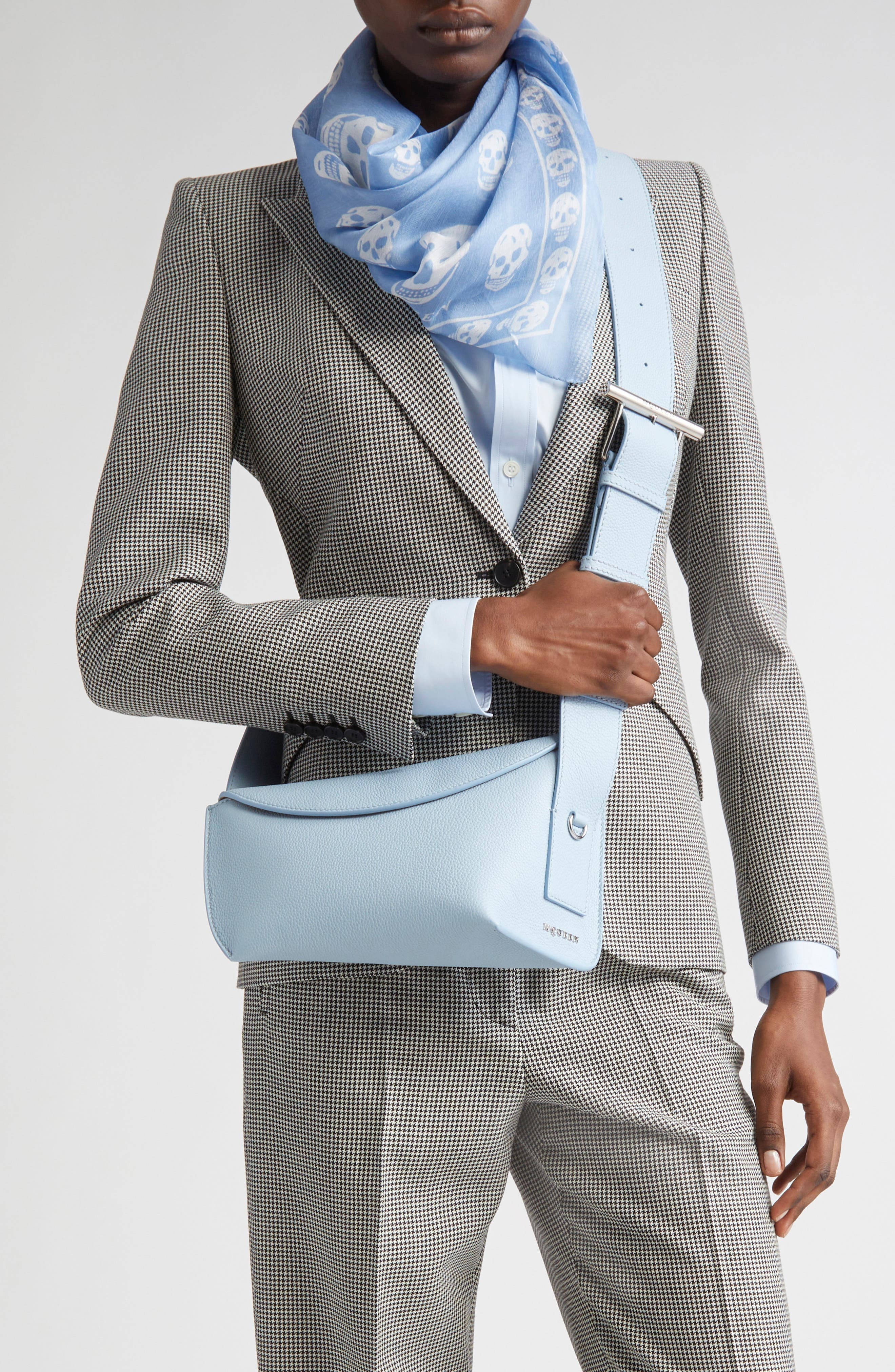 McQueen T-Bar Sling Asymmetric Leather Crossbody Bag in Shirting Blue/Silver at Nordstrom - 2