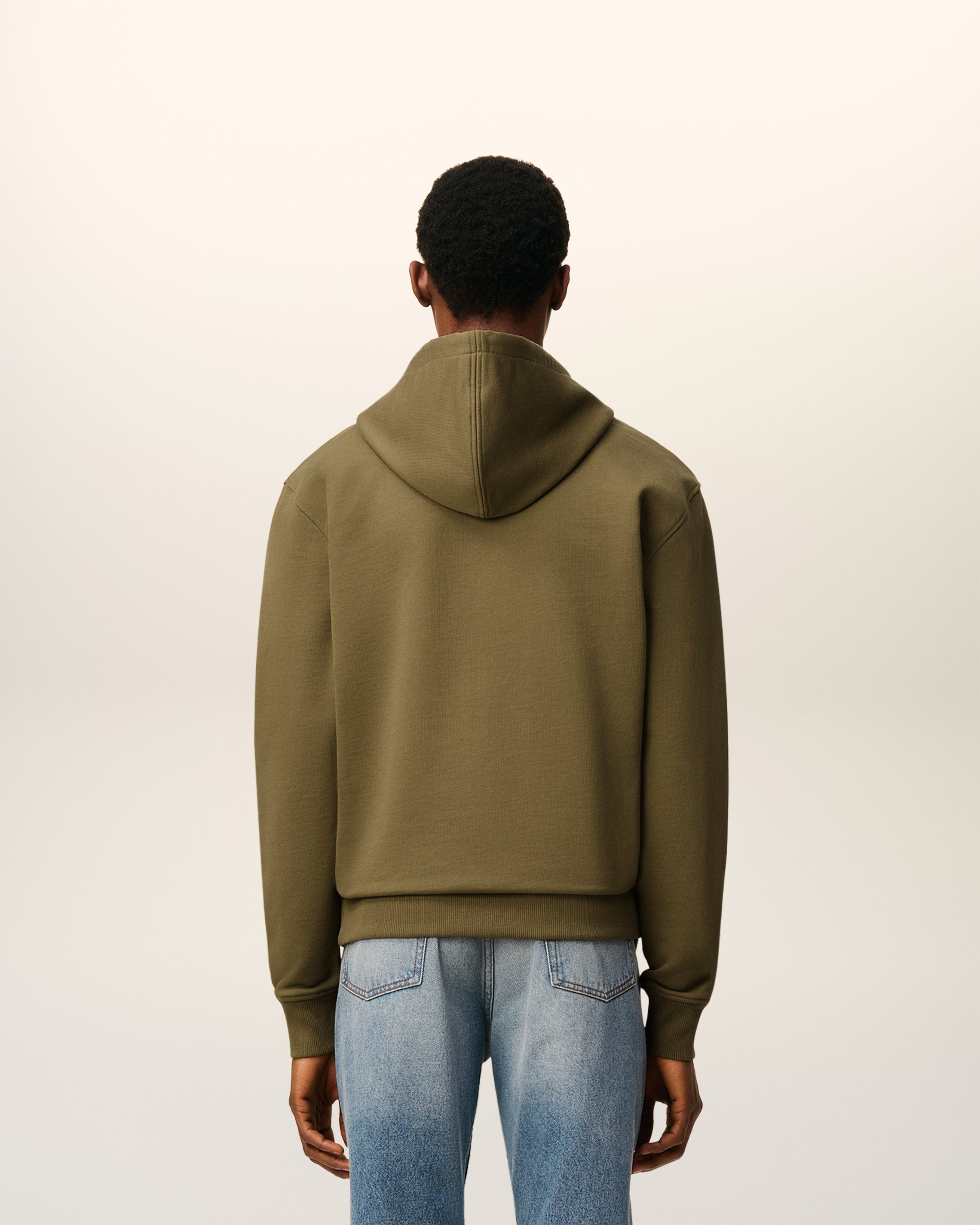 GREEN COTTON ZIPPED AMI DE COEUR HOODIE - 5
