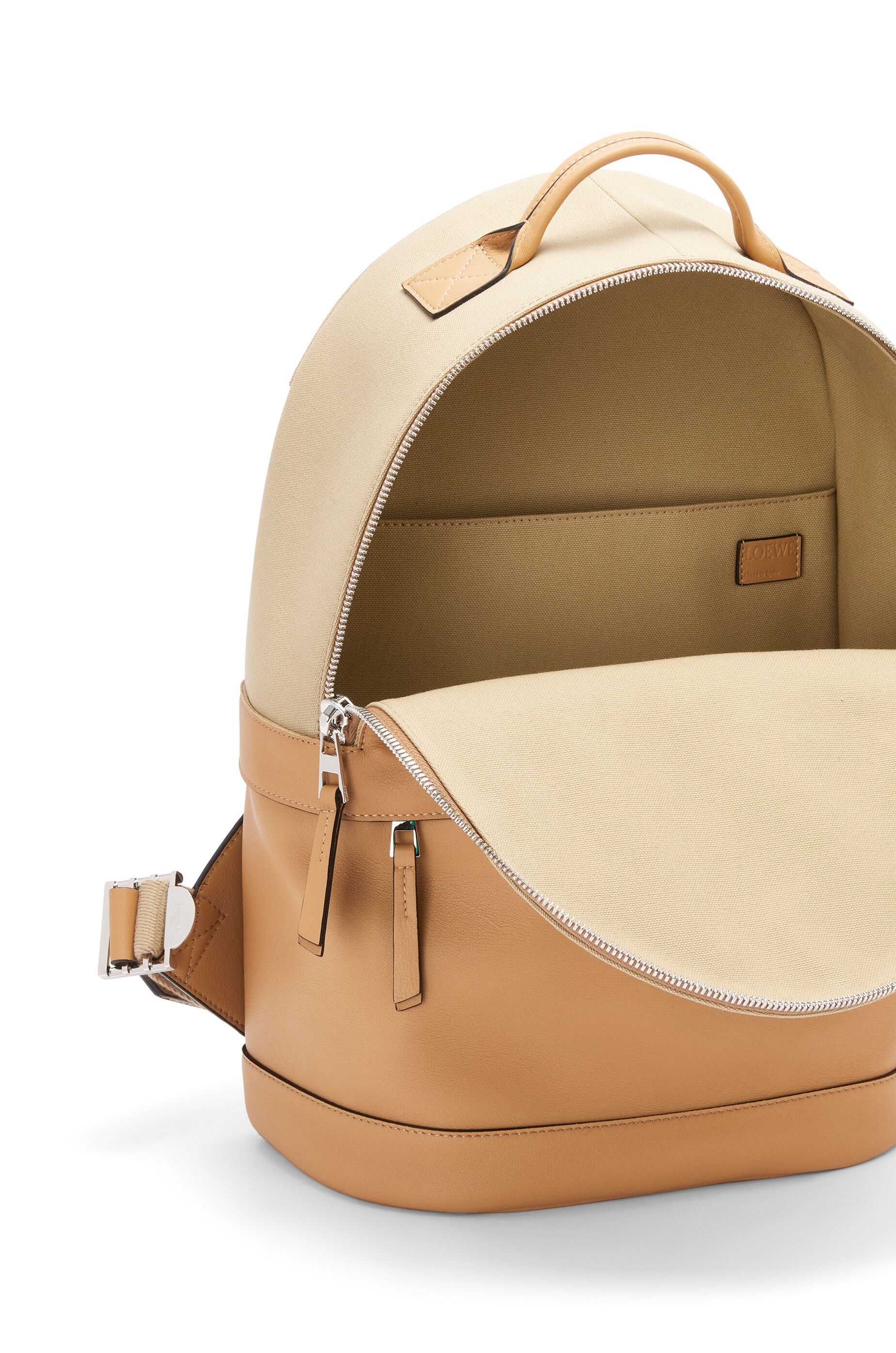 Signature Round backpack in canvas and classic calfskin - 5