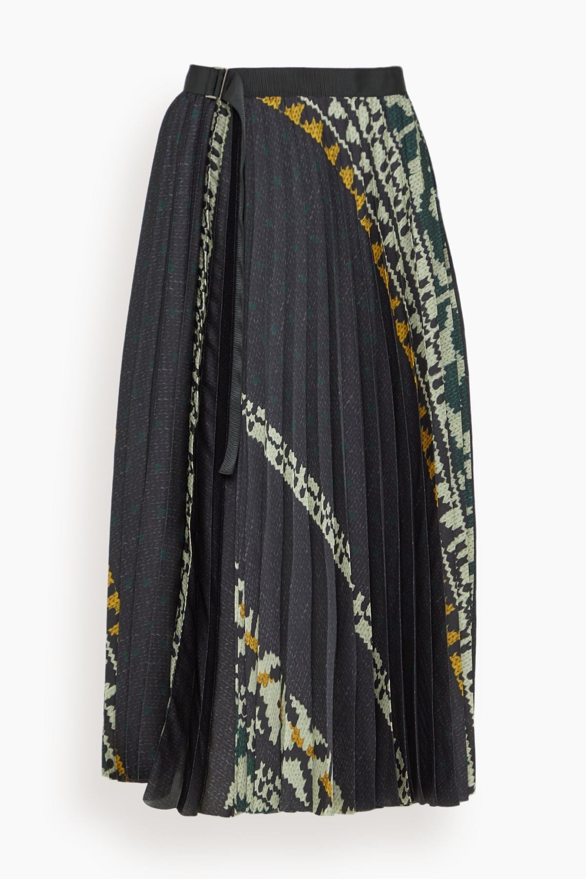 Pattern Knit Print Skirt in Black/Green - 1