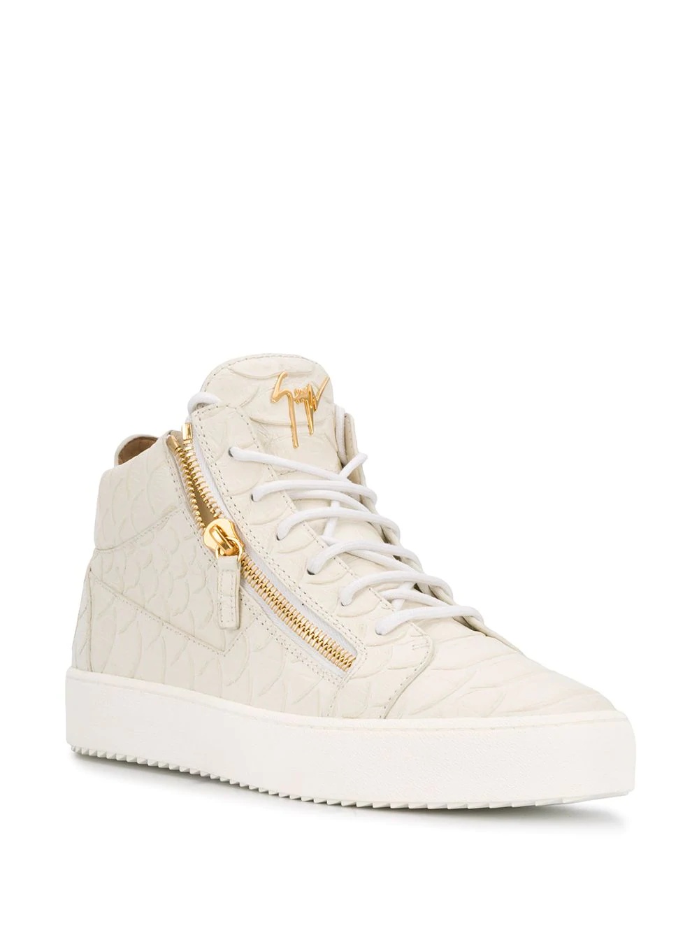 high top croc effect sneakers - 2