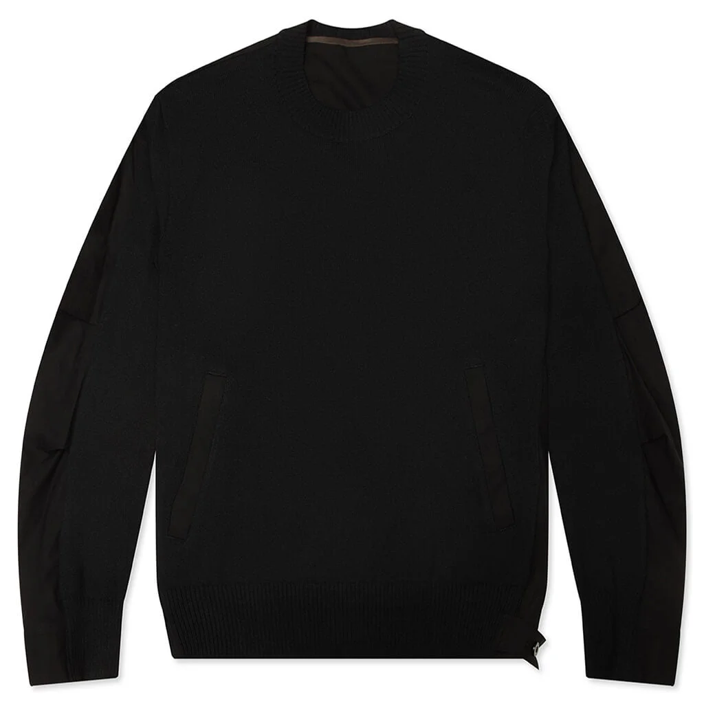 COTTON TYPEWRITER X KNIT PULLOVER - BLACK - 1