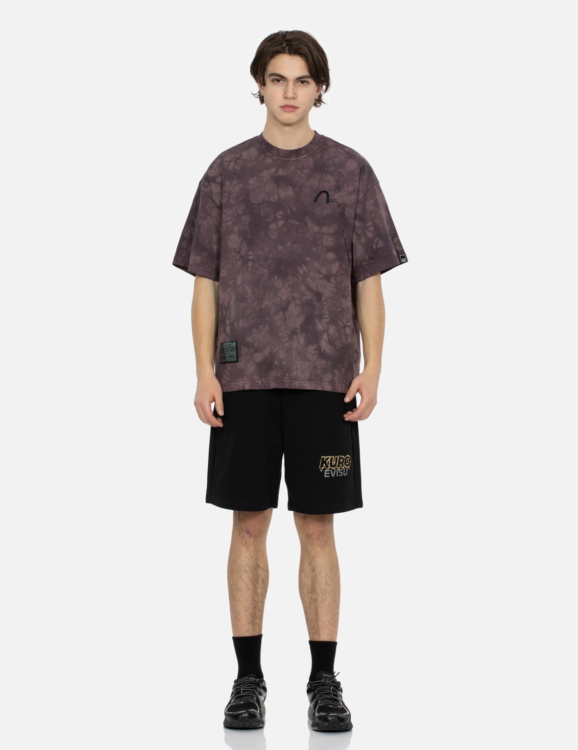 Tie-Dye with Seagull Embroidery Loose Fit T-Shirt - 5