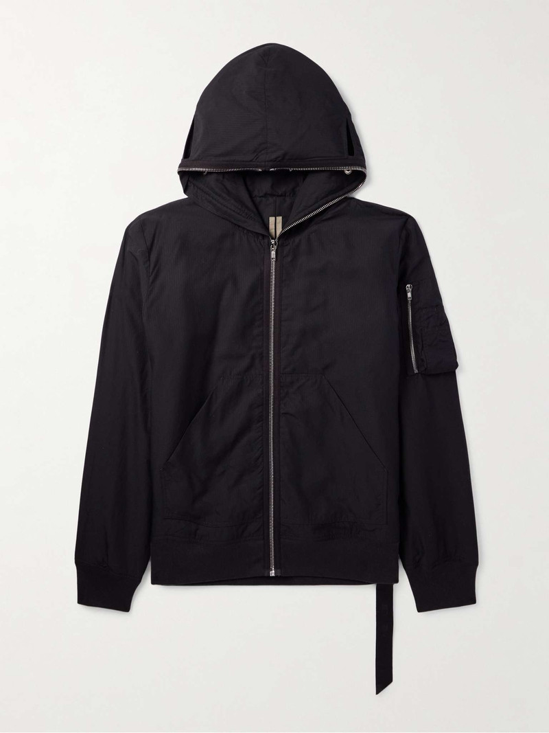 Padded Webbing-Trimmed TENCEL™ Lyocell-Ripstop Hooded Bomber Jacket - 1