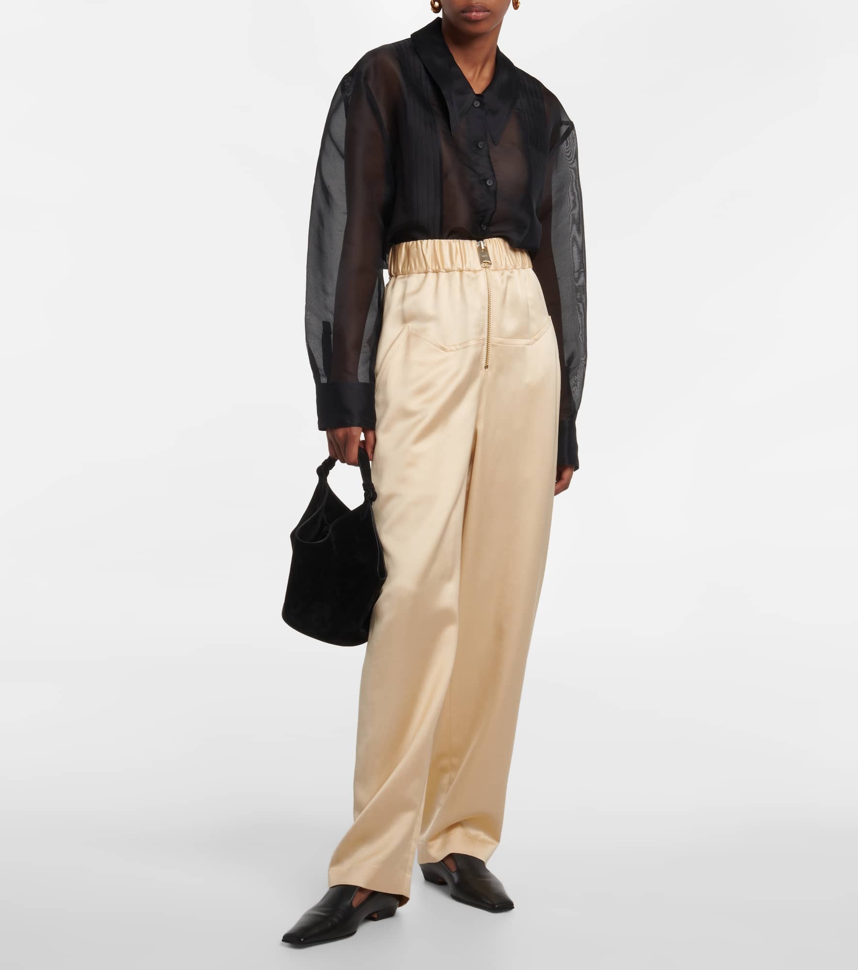 Felton high-rise satin wide-leg pants - 2