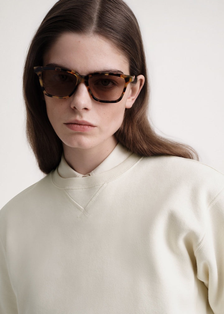 Crew-neck cotton sweatshirt off-white - 5