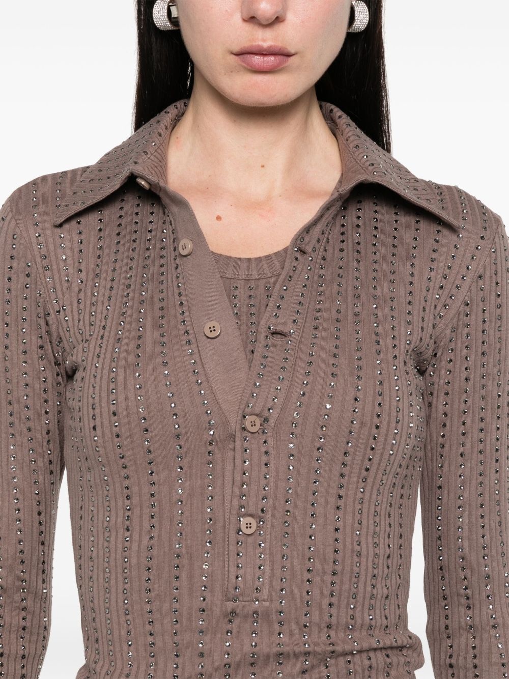 crystal-embellished polo top - 5