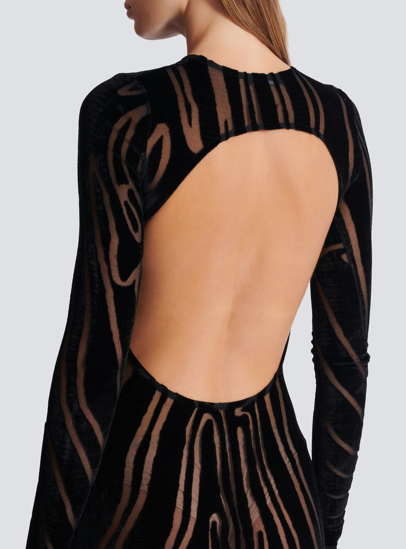 Long zebra-print velvet dress 6
