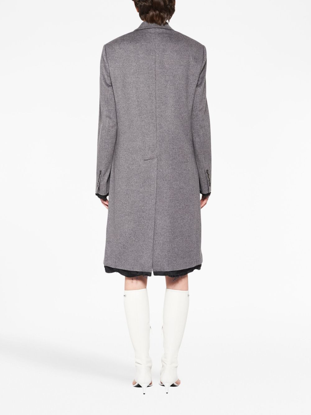 logo-embroidered double-breasted coat - 4