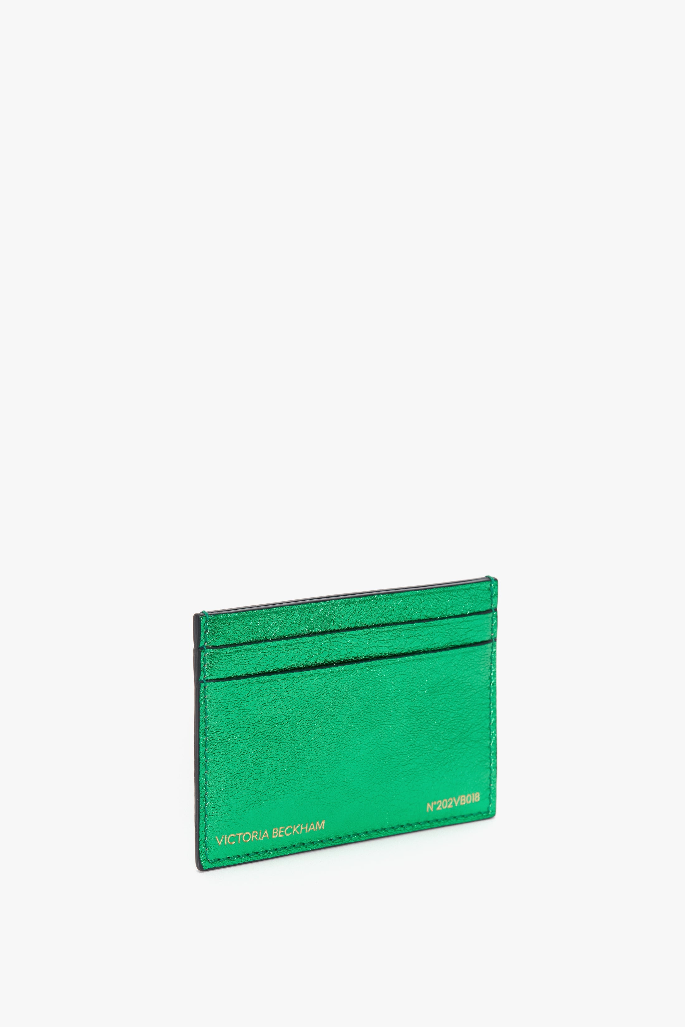 Card Holder In Metallic Green Leather - 2