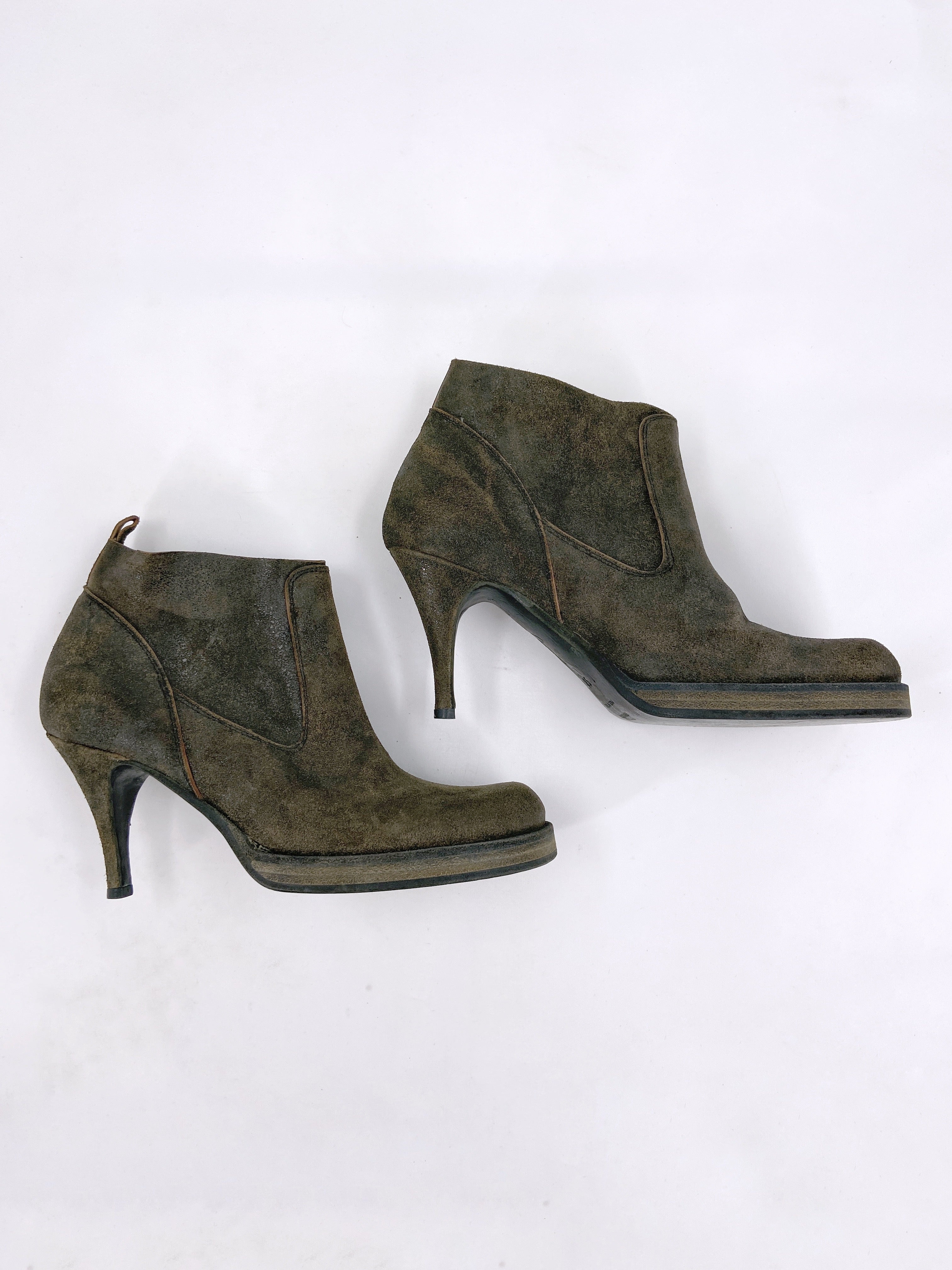 Rick Owens Spring 2006 TUNGSTEN Blistered Leather Heels Boots 38 - 5
