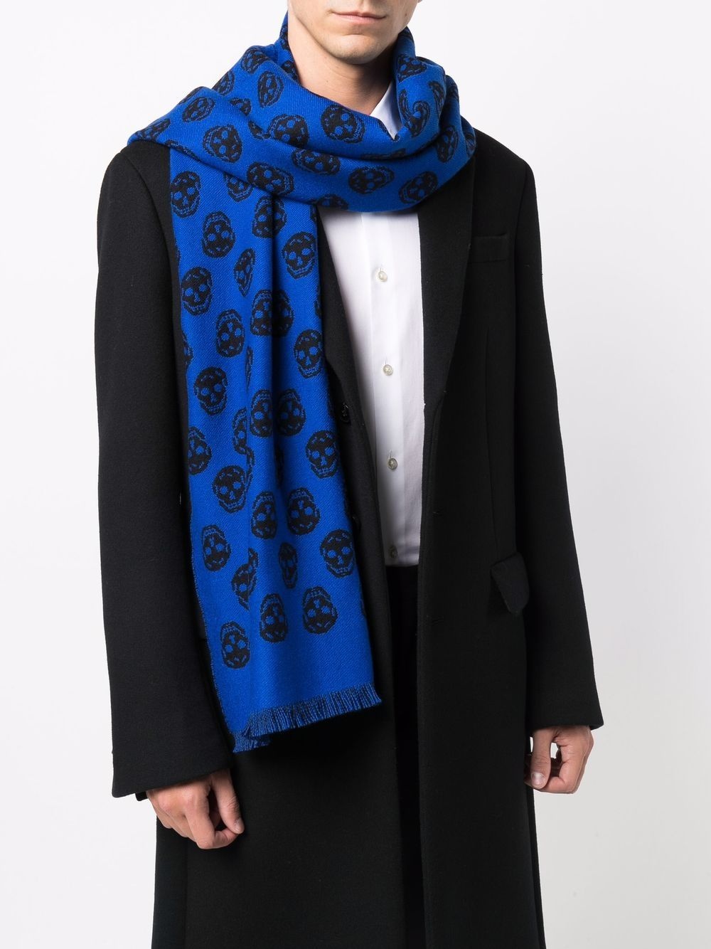 skull-print wool scarf - 2