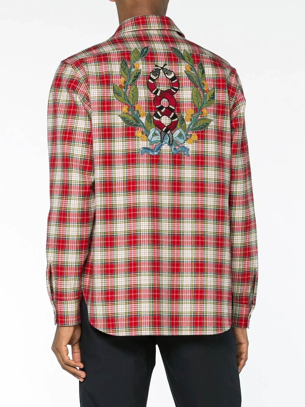 snake embroidery glen plaid shirt - 4