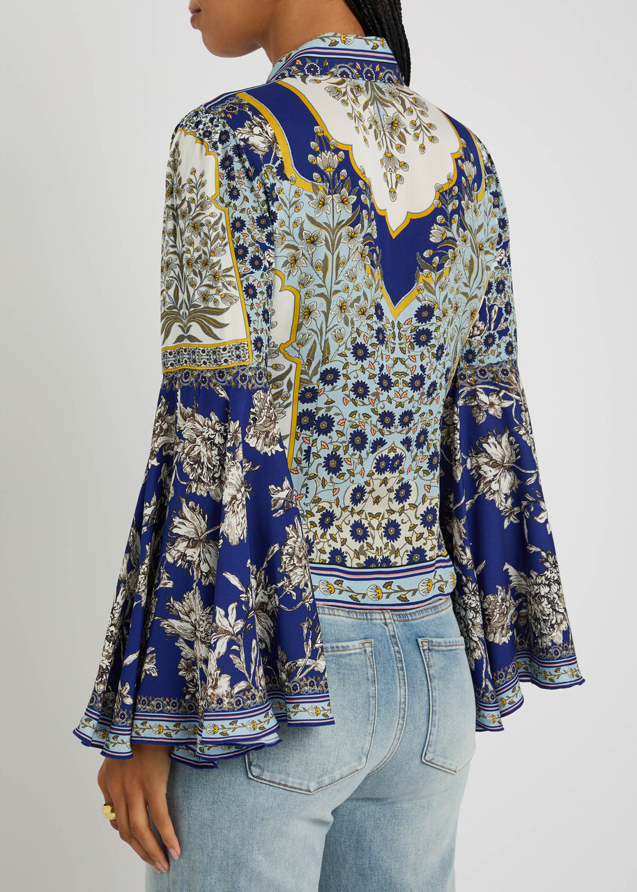Alice + Olivia Willa Floral Flared-sleeve Chiffon Blouse - 3