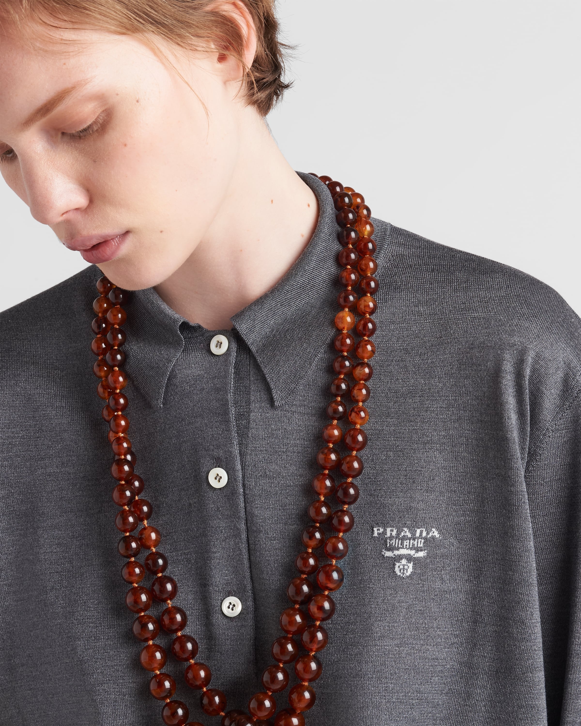 Long-sleeved silk polo shirt - 4