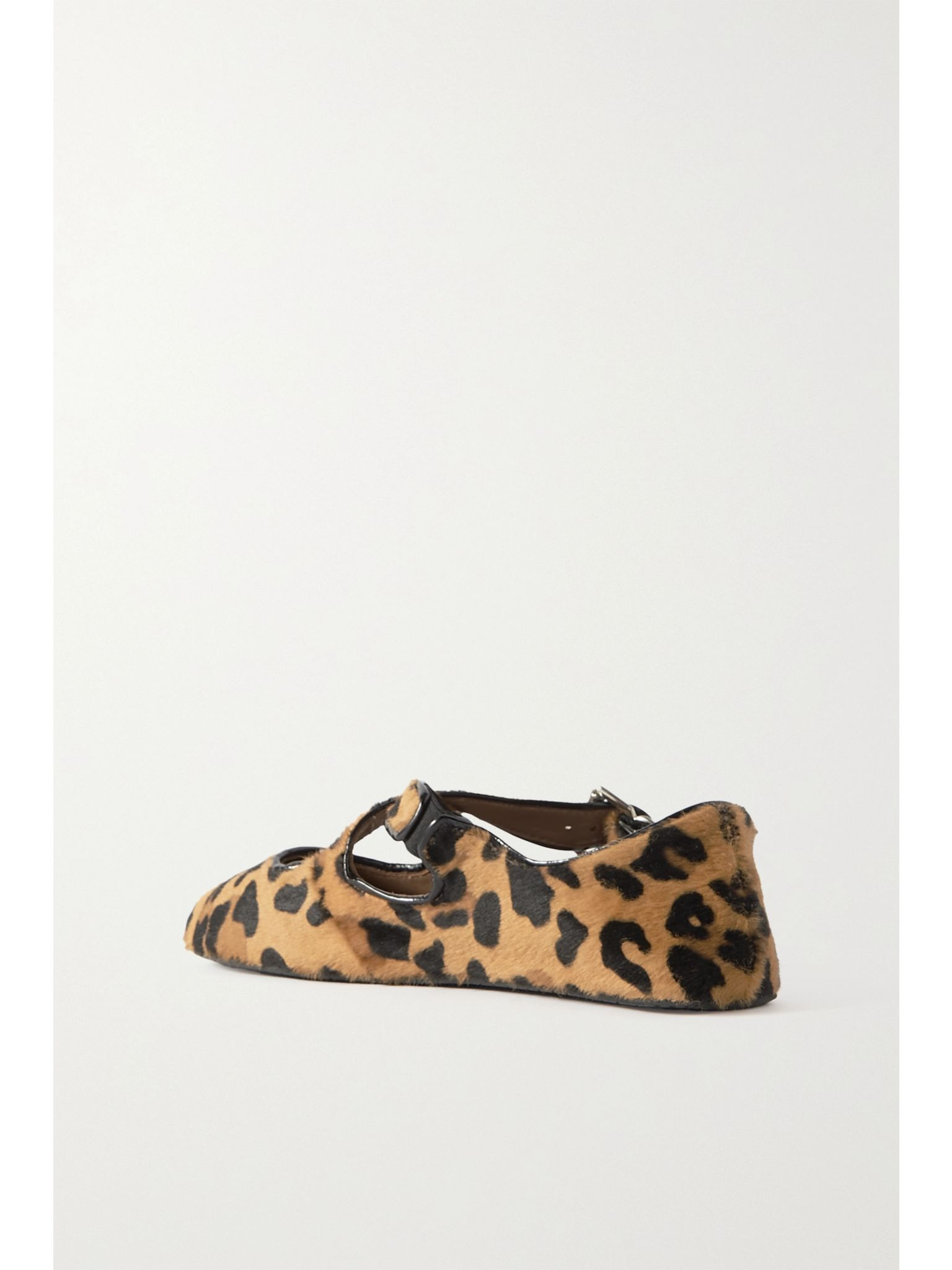 Criss Cross patent-leather trimmed leopard-print calf hair ballet flats Leopard print - 3