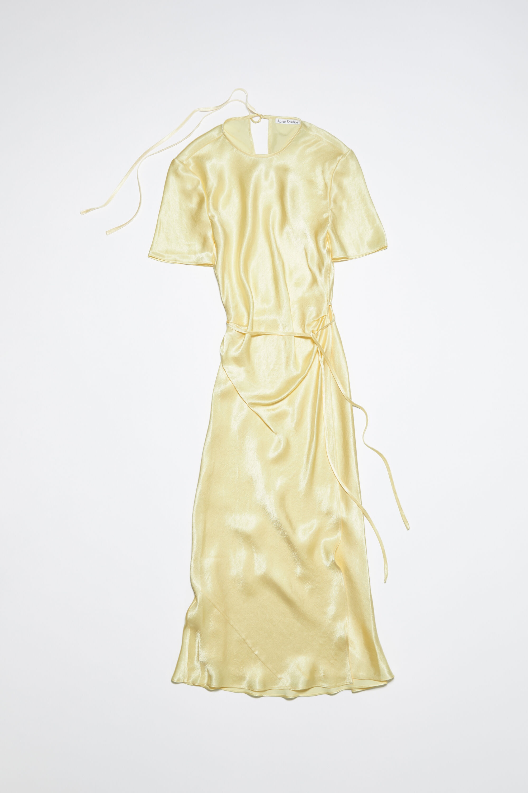 Satin wrap dress - Pastel yellow - 1
