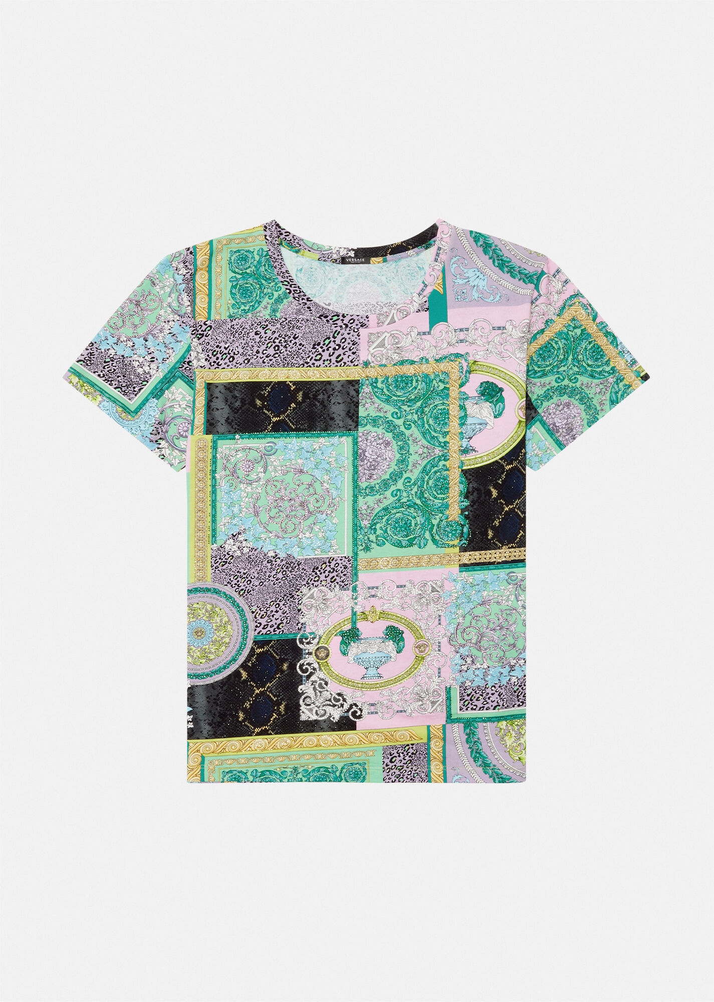 Barocco Patchwork Print Studded T-Shirt - 1