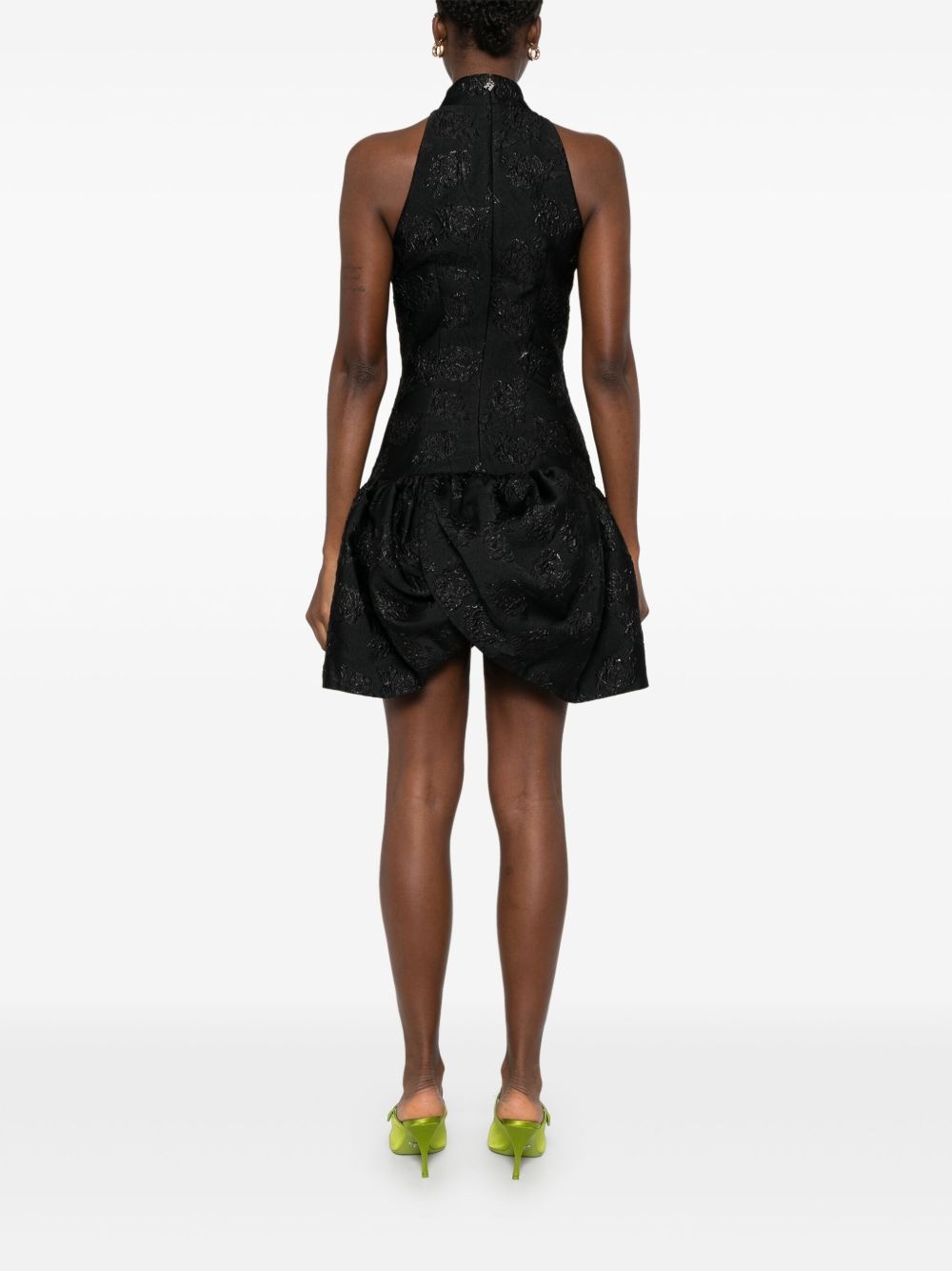 jacquard draped mini dress - 4