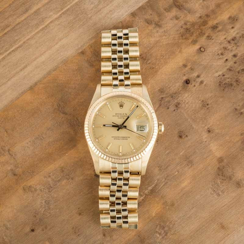 Used Rolex Date 15037 Champagne Index Dial - 7