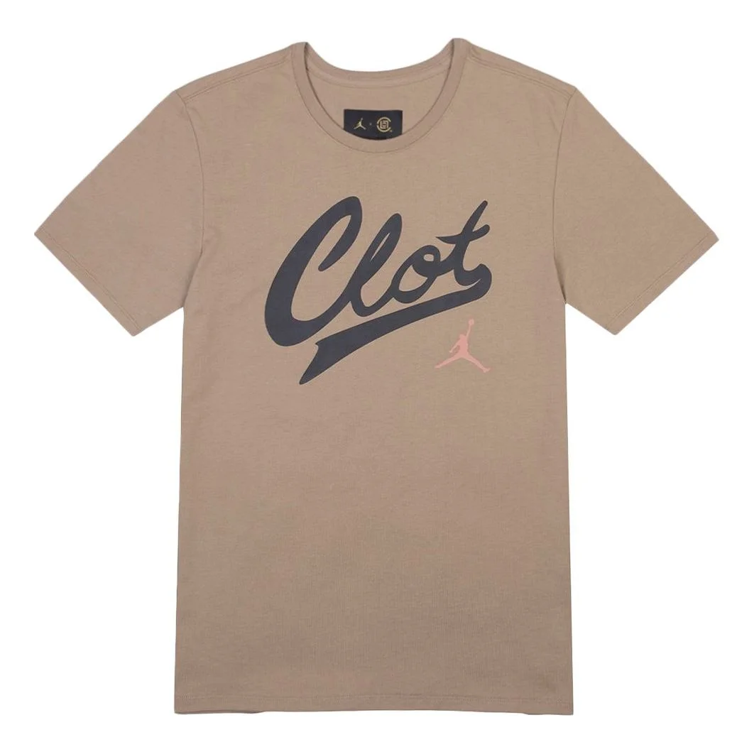 Air Jordan x CLOT Crossover Logo Printing Sports Short Sleeve US Edition Khaki AV6260-202 - 1