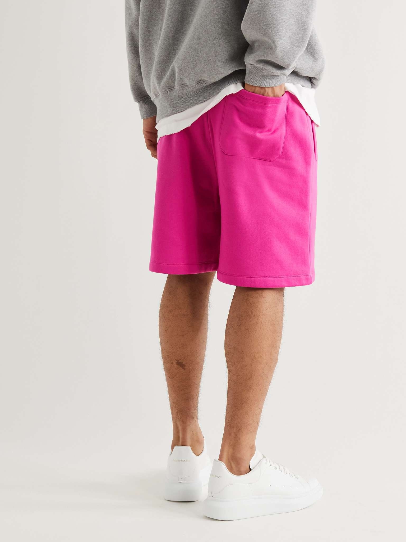 Wide-Leg Logo-Appliquéd Cotton-Blend Jersey Drawstring Shorts - 4