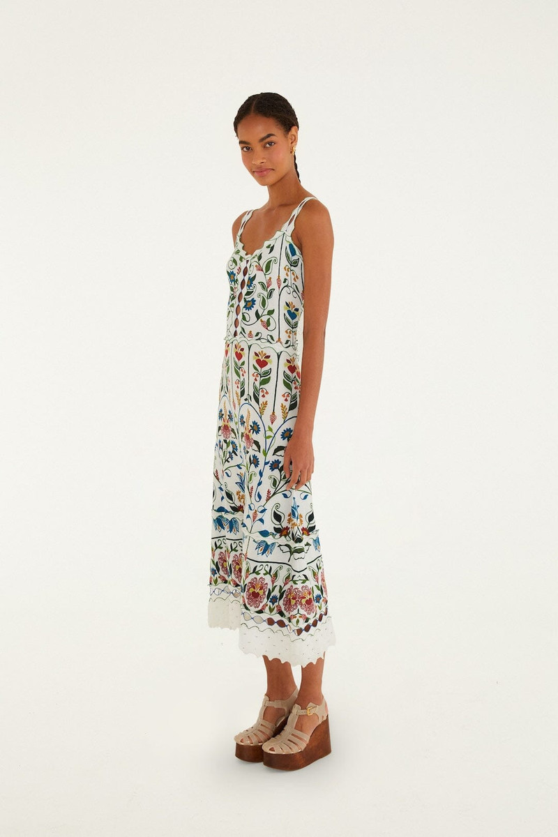 Off-White Stitched Garden Sleeveless Maxi Dress 4