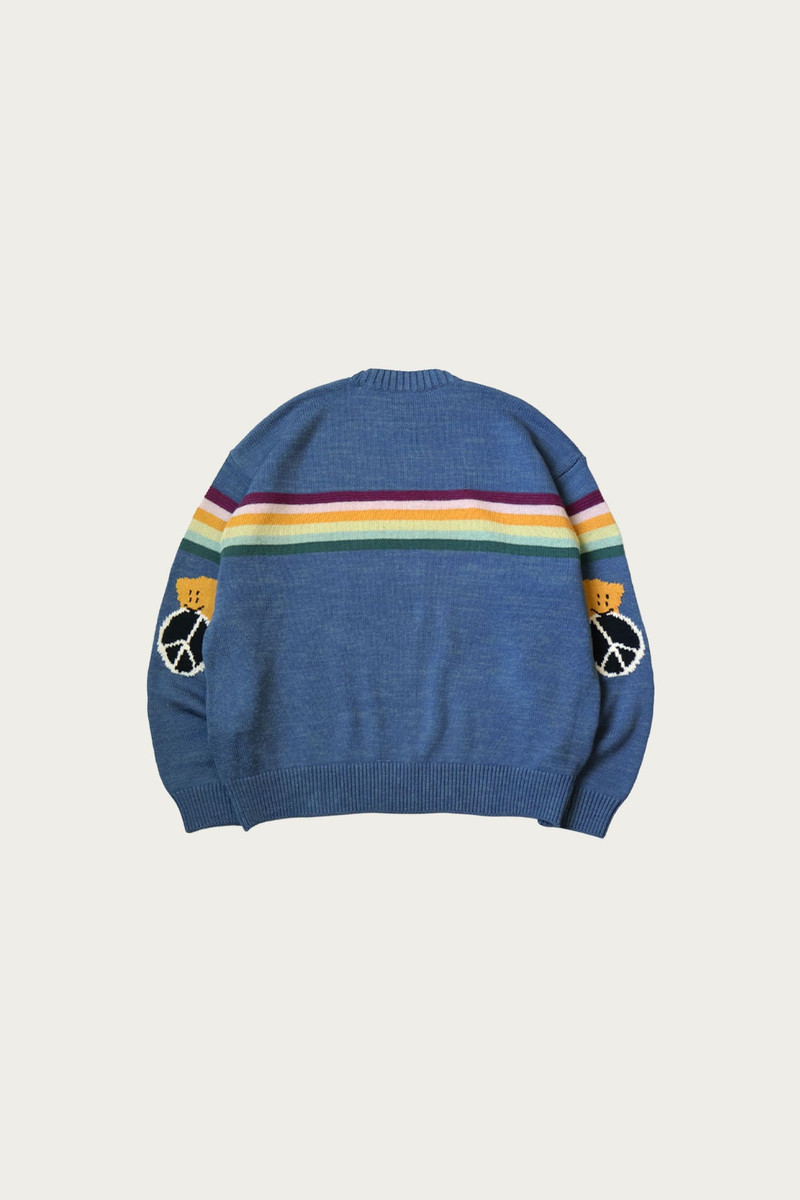 Kapital 5G Cotton Knit 1-TONE PECKISH RAIBOW Crew Sweater - Blue outlook