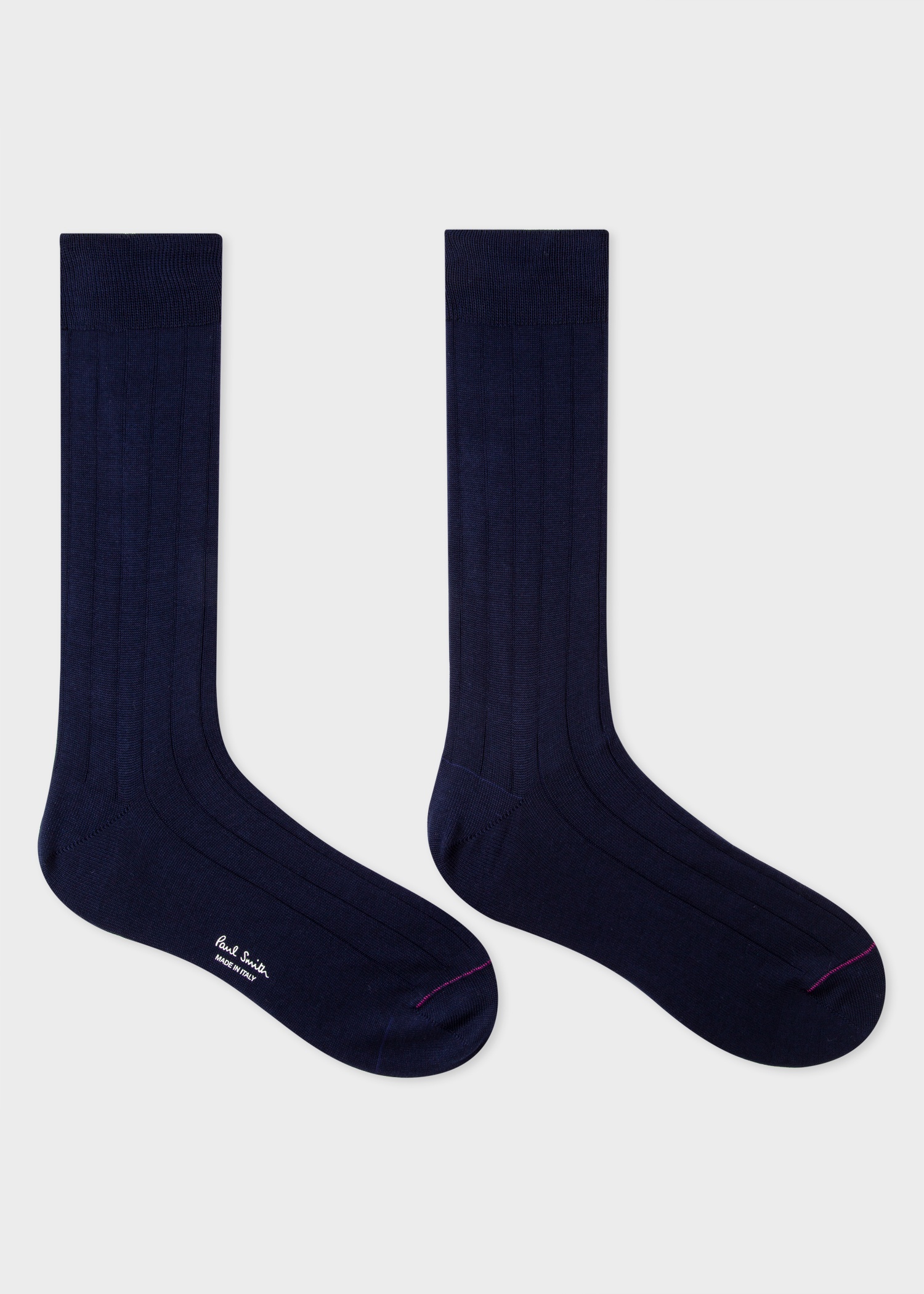 Navy Cotton-Blend Ribbed Socks - 2