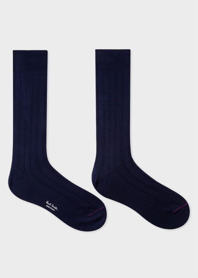 Paul Smith Navy Cotton-Blend Ribbed Socks outlook
